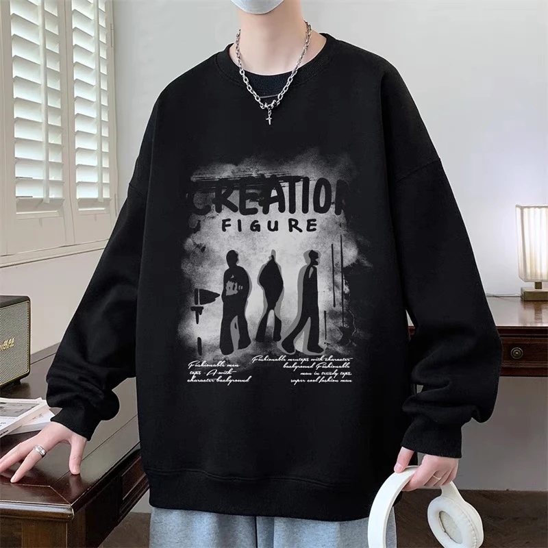 美式复古潮牌卫衣男春秋季嘻哈痞帅长袖t恤青少年学生宽松上衣服