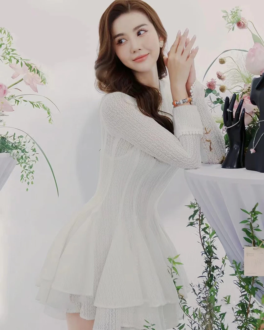 【DÉ MYSTÈRE】秋季法式名媛收腰修身长袖女装气质连衣裙GSEN68064