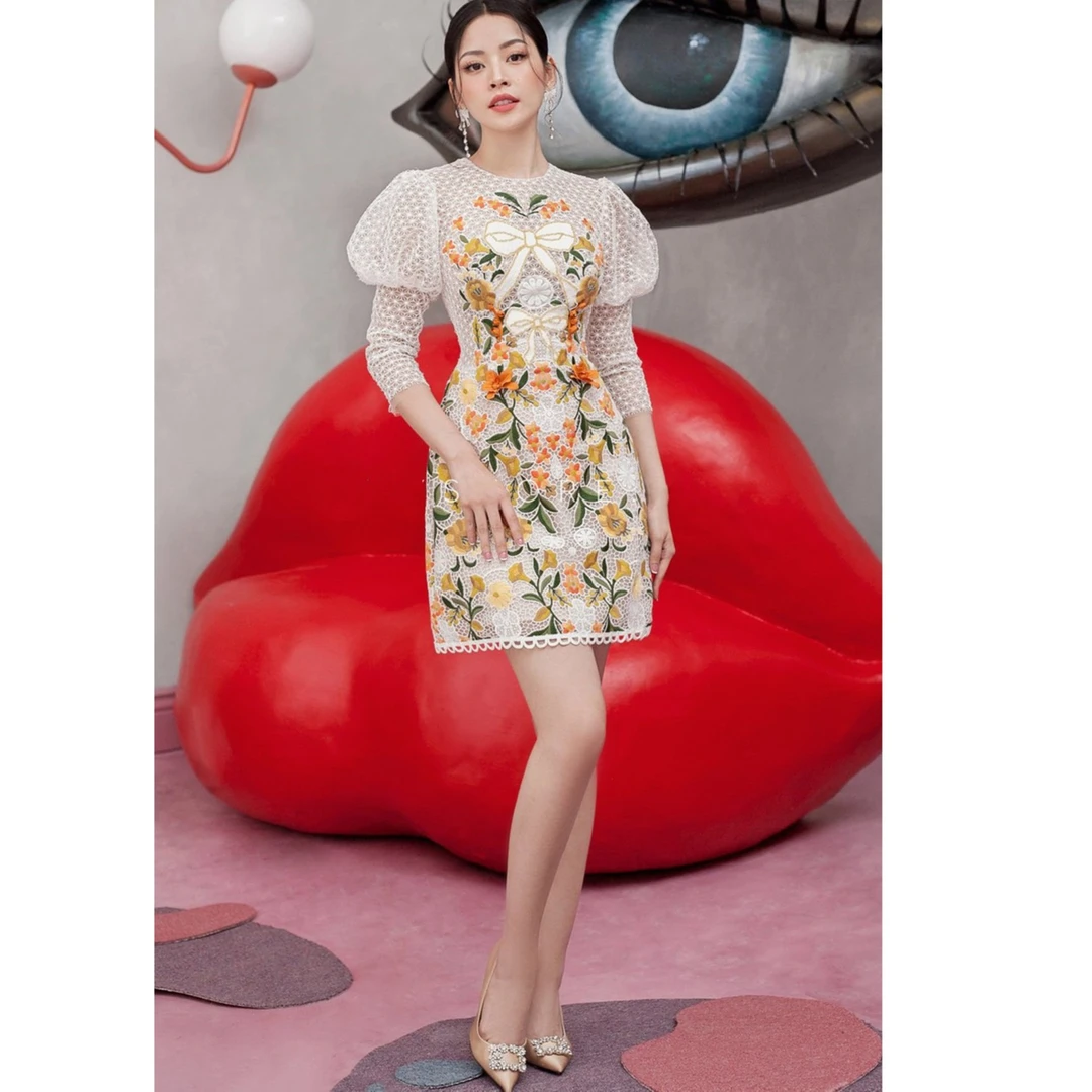 【DÉ MYSTÈRE】小众设计师钩花蕾丝刺绣拼接女装连衣裙GSEN20270389