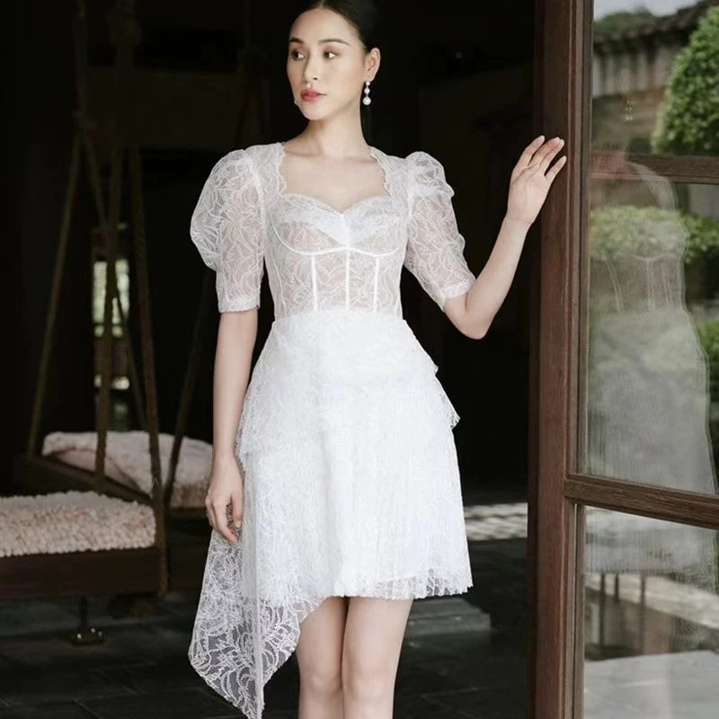 【DÉ MYSTÈRE】小众设计师镂空刺绣礼服小个子女装连衣裙GSEN1008