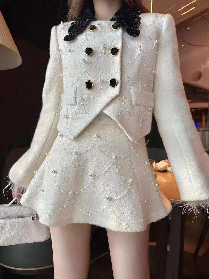 【DÉ MYSTÈRE】拉拉家秋冬重工华丽钉珠绣花装饰高腰裙裤GFC67863-1