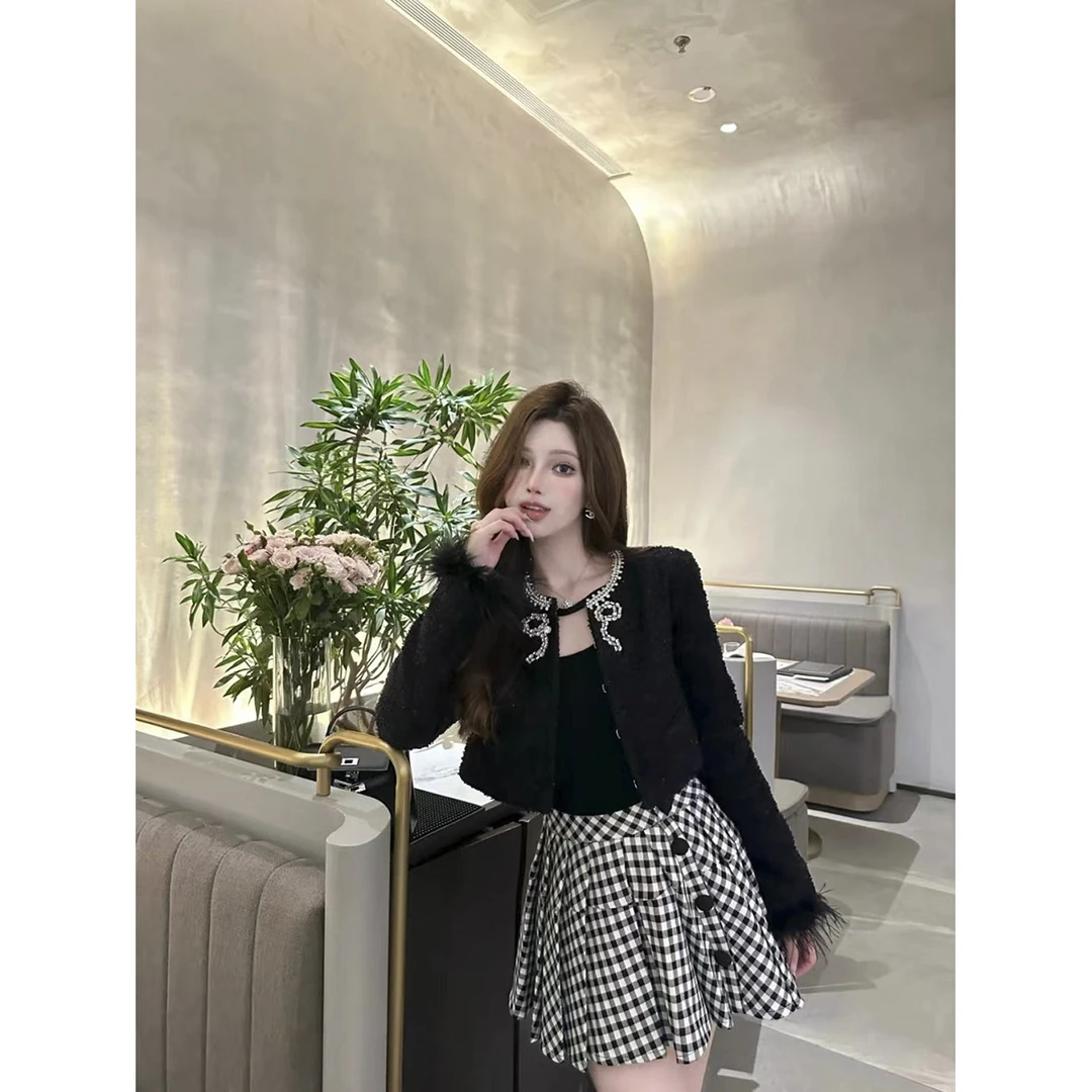 【DÉ MYSTÈRE】秋冬优雅精致手工镶钻蝴蝶结小香短款外套女GFC67964