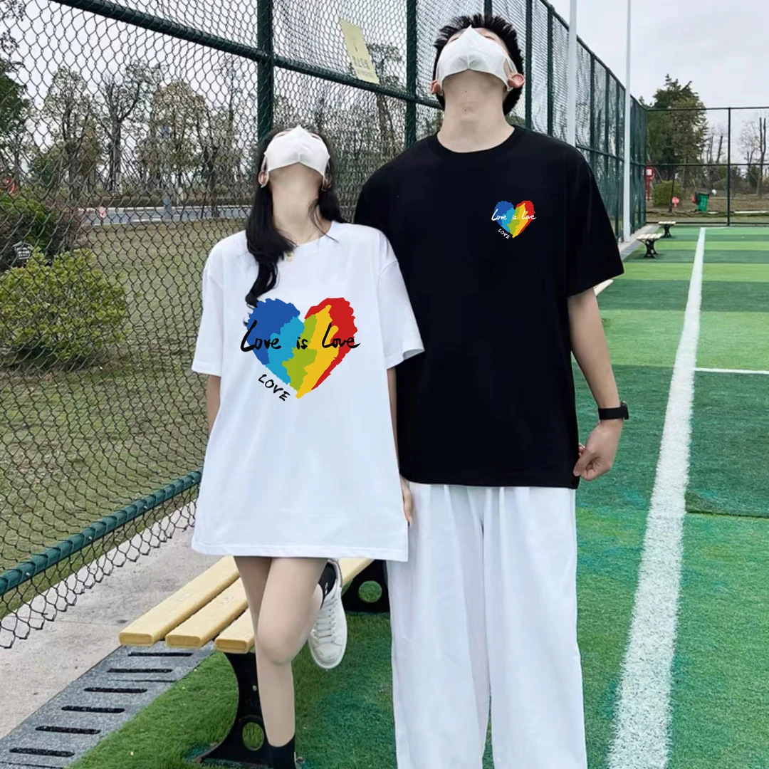 2024新款情侣装夏天款一男一女套装圆领短袖纯棉t恤夏季网红爆款