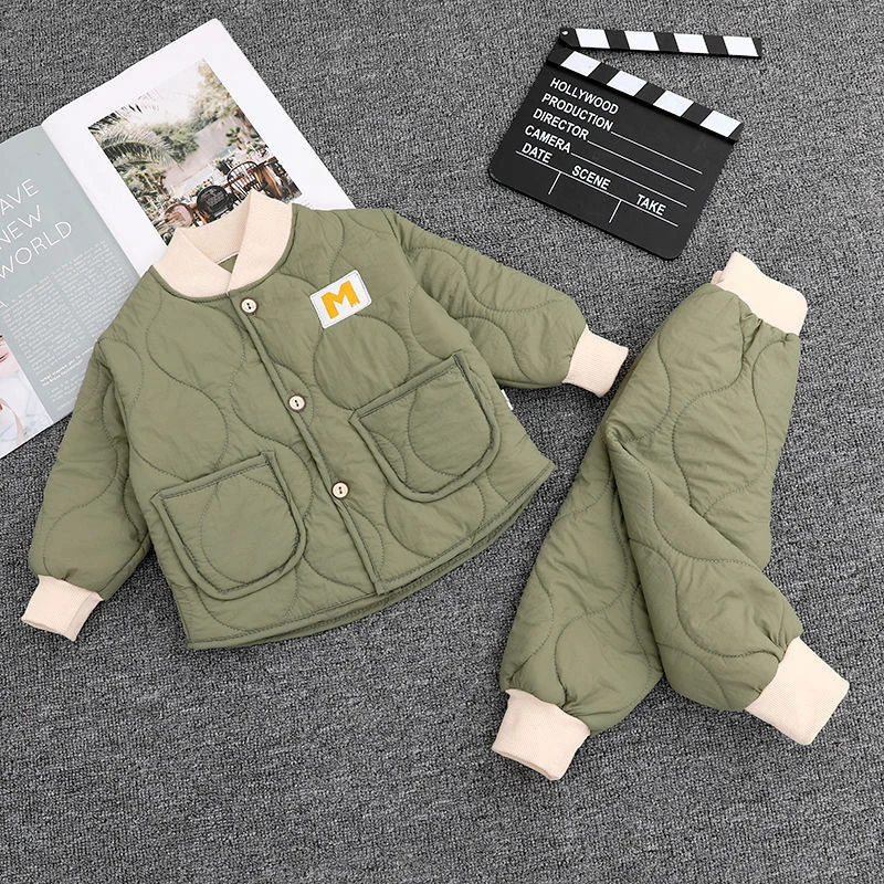 【冬季大促】儿童秋冬新款棉服套装男女宝宝棉衣棉裤休闲套装家居