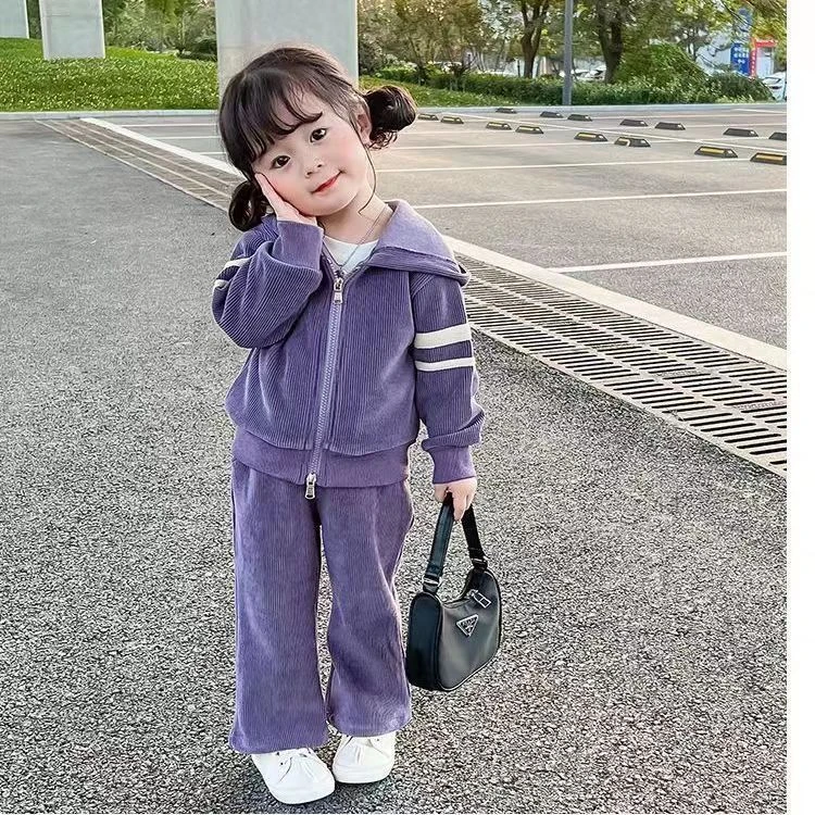 【冬季大促】女童运动套装灯芯绒小女孩网洋气红女宝宝新款休闲女