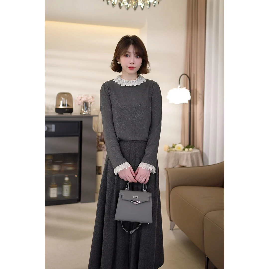 斯洋洋冬季气质时尚针织条绒高温撒银显瘦保暖上衣SY412A019SYY