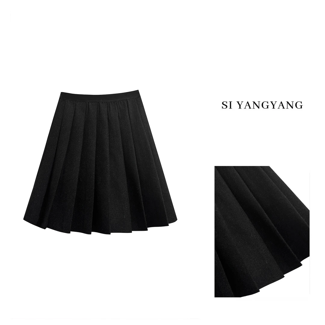 斯洋洋秋冬轻奢百搭时尚气质加厚重羊毛短裙BQ411A012SYY