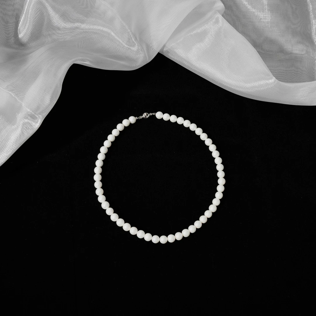 非金属仿珍珠项链 白茶系列小号轻奢法式高级气质串珠颈链项链8mm