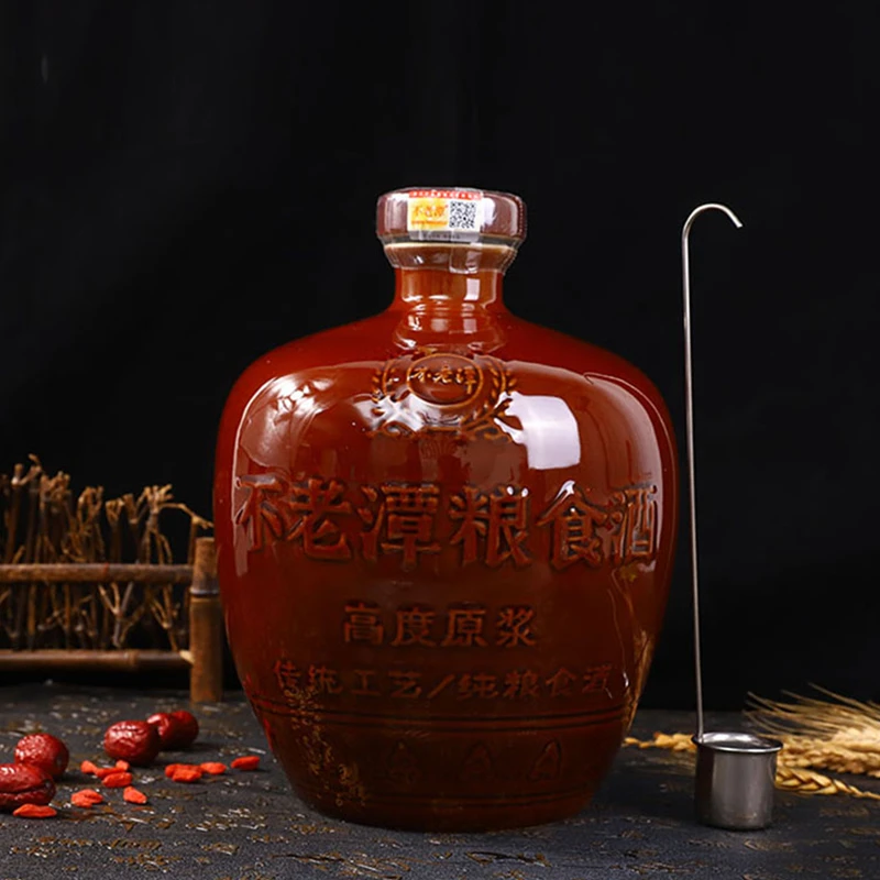 不老潭粮食酒高度坛装 浓香型粮食白酒 大师款 原浆酒52度2.5L
