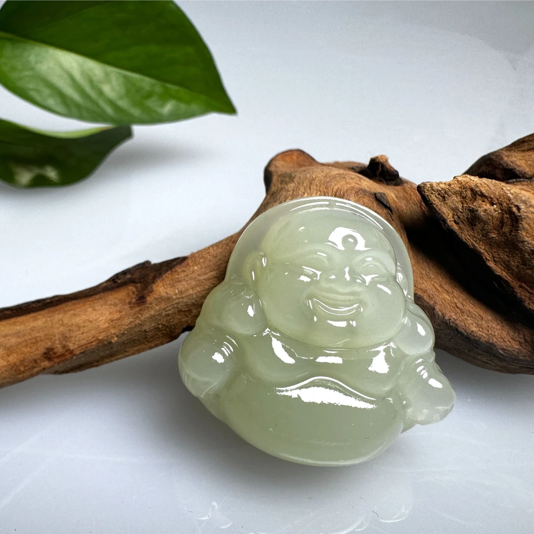 天然和田玉佛公高品质大肚佛吊坠弥勒佛多样性发其一