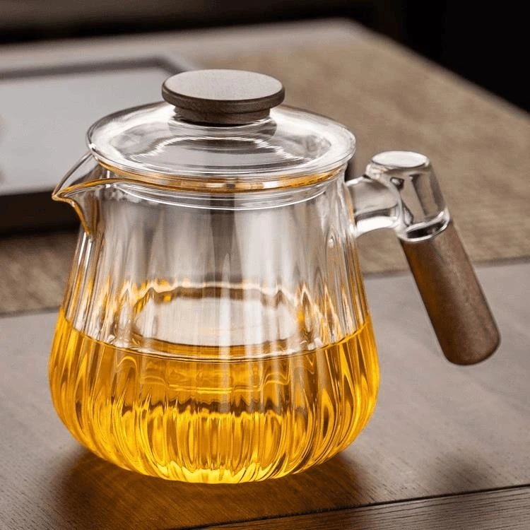 家用玻璃泡茶壶条纹耐高温茶水分离过滤茶壶电陶炉煮茶器功夫茶具