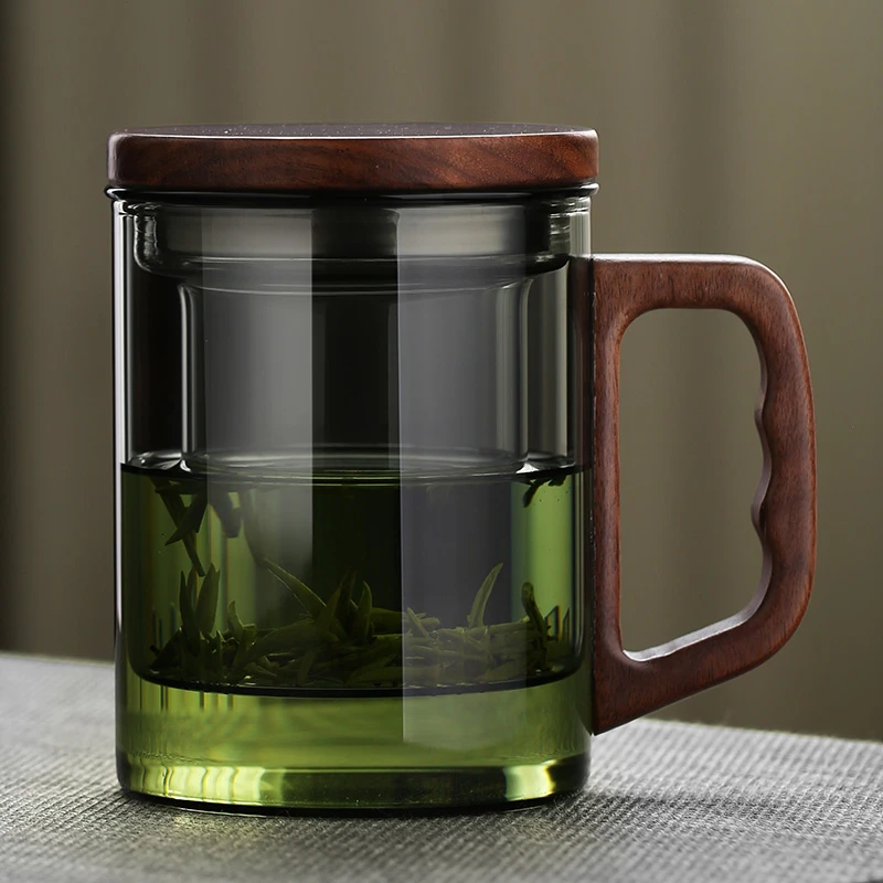 玻璃杯家用泡茶杯茶水分离杯子男士高级感大容量办公室水杯泡茶杯