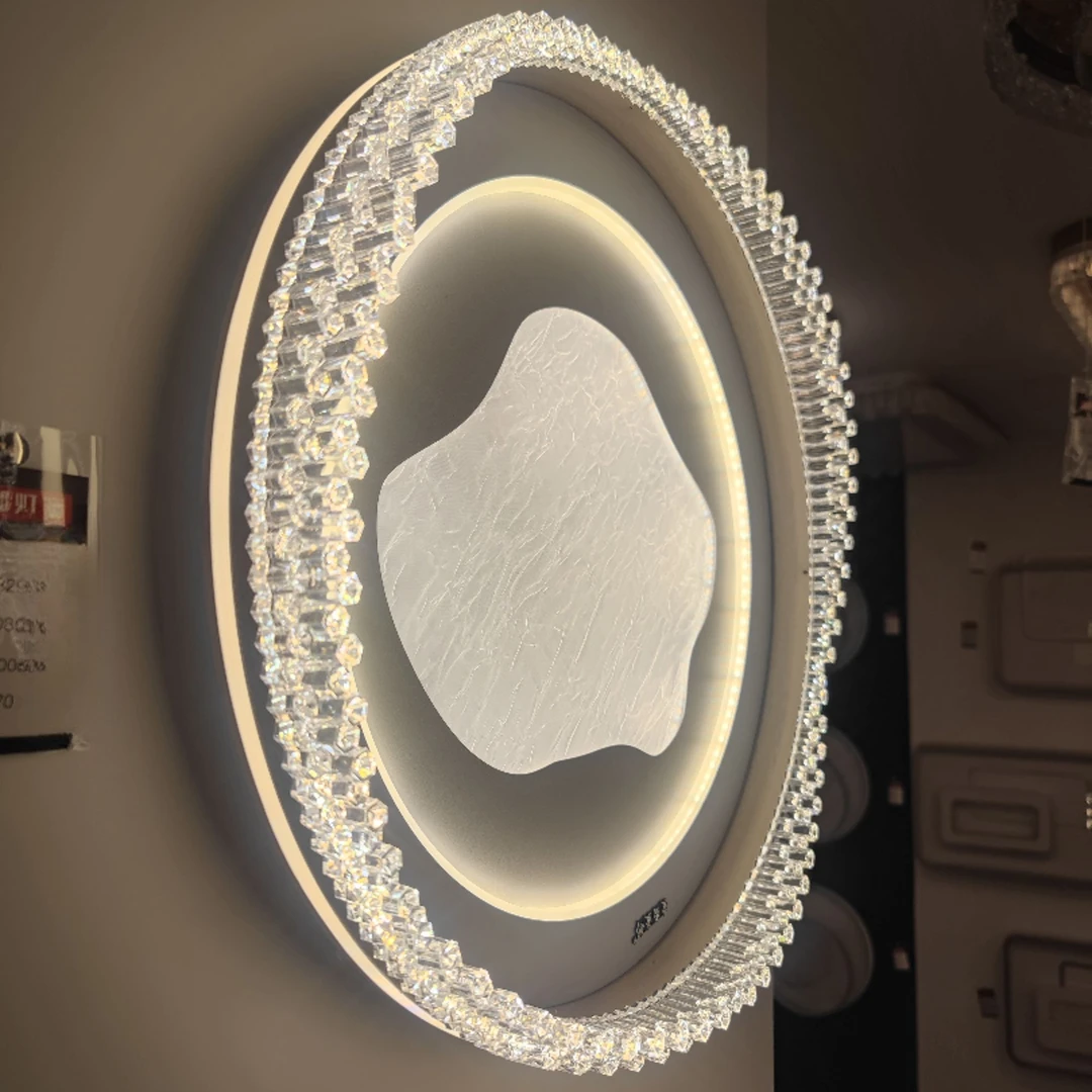 新款房间灯轻奢水晶卧室灯冰雕吸顶灯