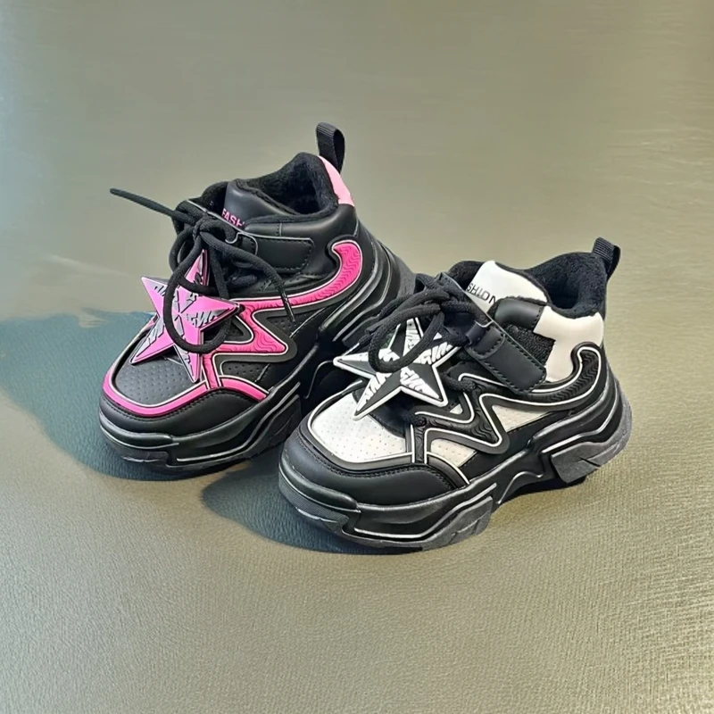 【新疆包邮】9872 K大棉运动鞋 男女童时尚加绒乌市发货高帮冬季