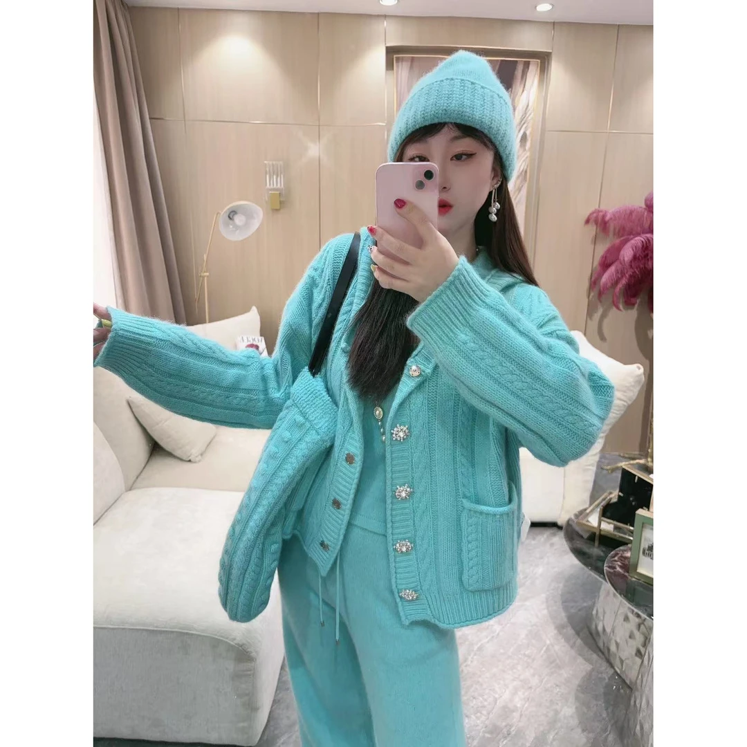 DC【温柔岛屿】秋冬冬季新款加厚图案针织洋气帽子羊毛上衣