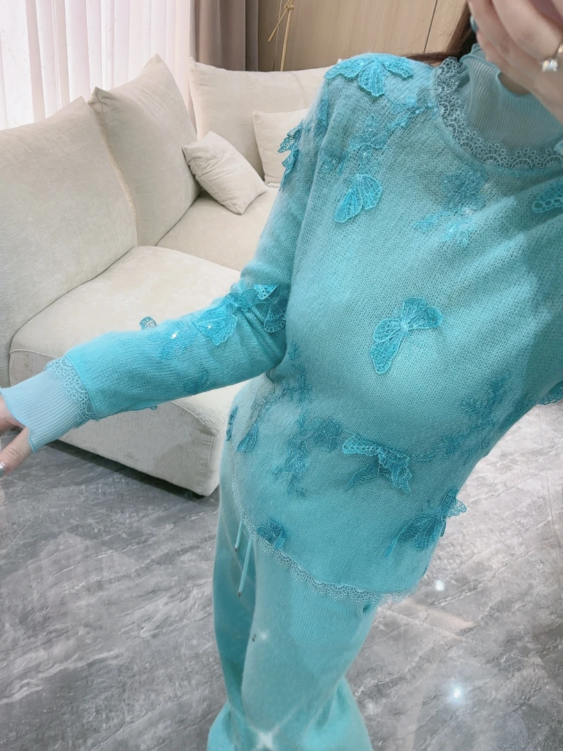 DC【绮丽之梦】长袖网红针织时尚蝴蝶百搭打底上衣