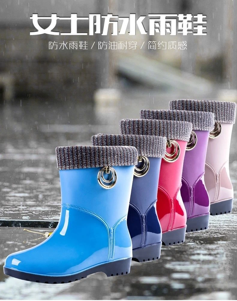 女士简约雨鞋防滑加绒质感时尚水胶鞋轻便耐磨防水鞋短筒工厂直销
