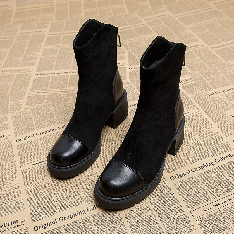 拾姑娘721-3高跟短靴女2024秋冬新款网红爆款厚底正品原创马丁靴