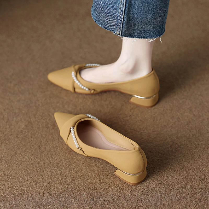 拾姑娘80152-1高级尖头单鞋2025春夏新款浅口鞋百搭配裙子小皮鞋