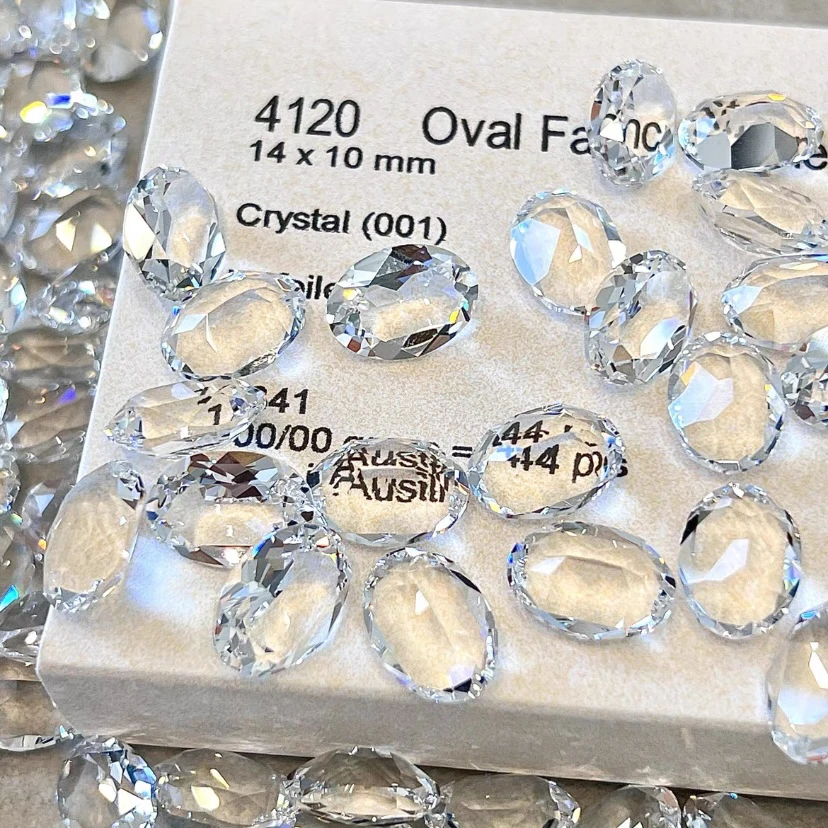 4120施华洛正品白色透底大鸽子蛋10*14mm美甲钻冰透指甲钻尖底透