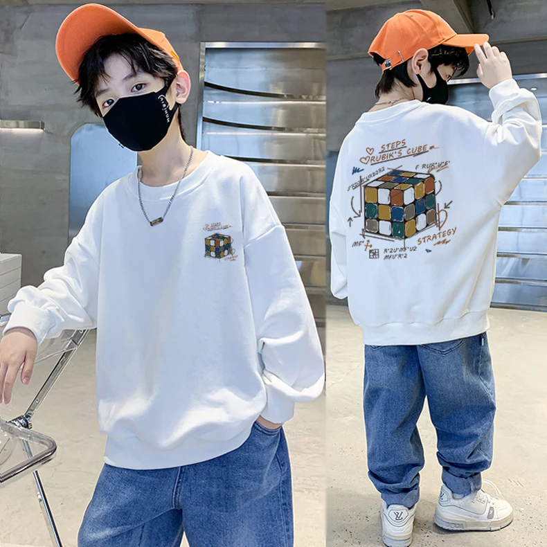 男童卫衣春秋装2023新款童装中大童圆领宽松上衣酷帅男孩长袖衣服