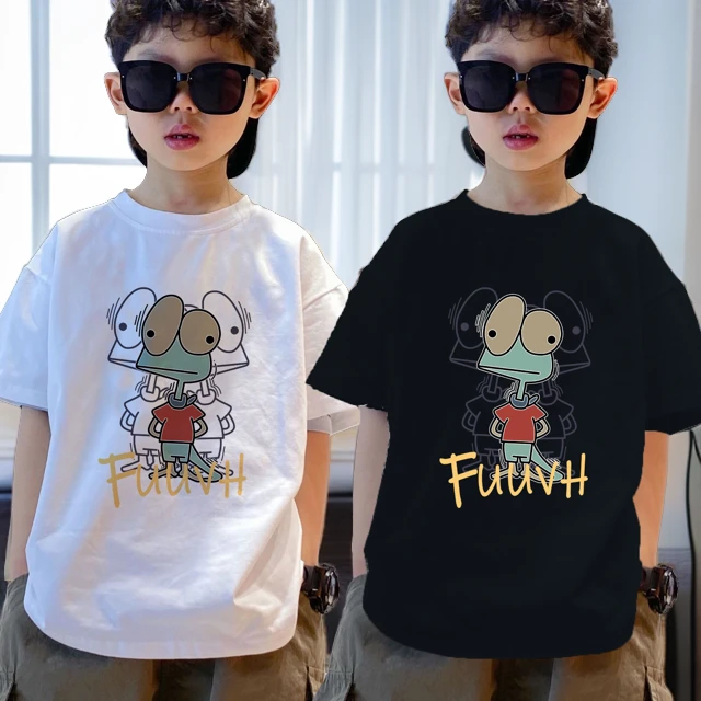 男童纯棉短袖t恤中大童夏季洋气儿童上衣帅气男孩卡通印花衣服潮