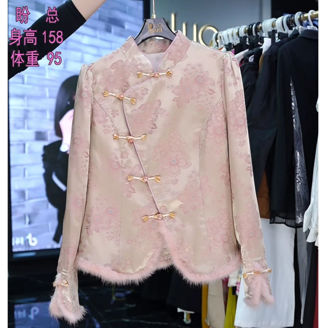 1550 OUPAN/欧盼服饰 国风缎面提花盘扣外套（品牌清货无吊卡）X
