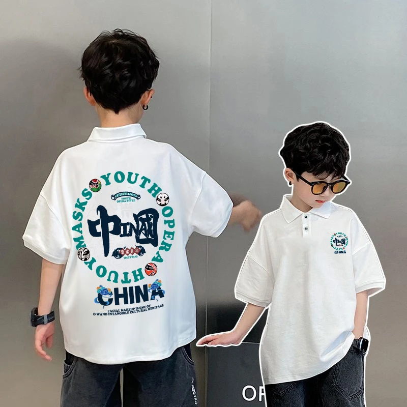 夏款童装男孩洋气休闲大童polo衫男童夏季薄款翻领短袖上衣儿童潮