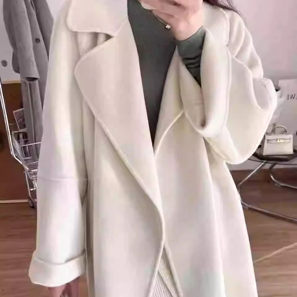 2024秋冬新款洋气高档名媛双面绒毛呢大衣女中长款小个子呢子外套