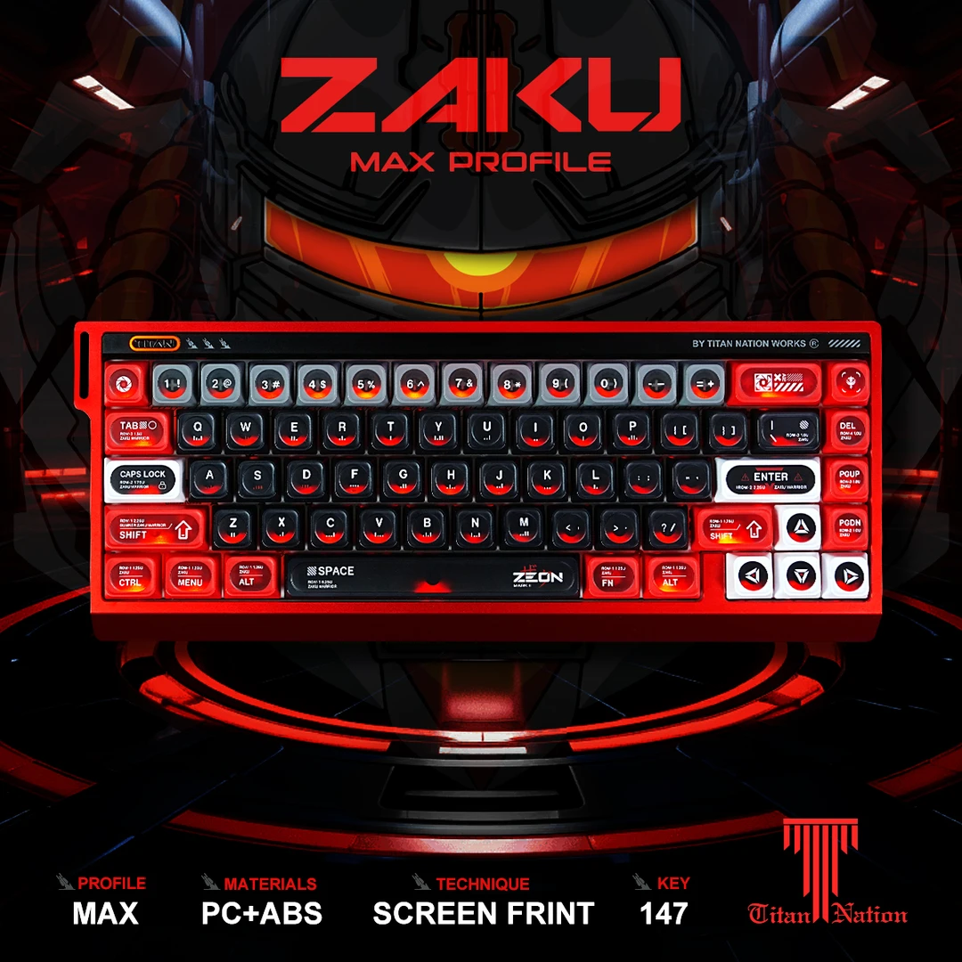 泰坦国度MAX高度键帽扎古高达机械键盘帽147键abs+pc材质透光字符