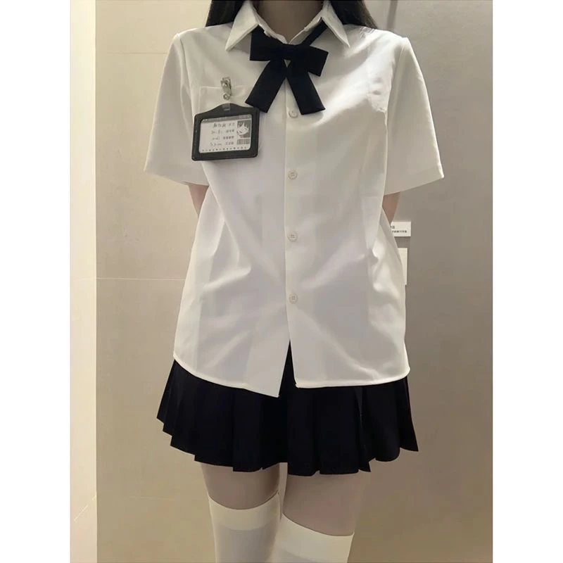 TR奶白色原创jk日系制服纯色衬衫长短袖内搭百搭学院风宽松女春夏