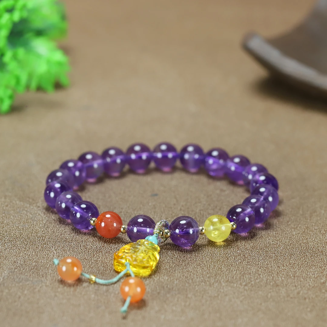 紫晶手串 天然紫水晶单圈手串 本命年九紫离火女士水晶手链  A099