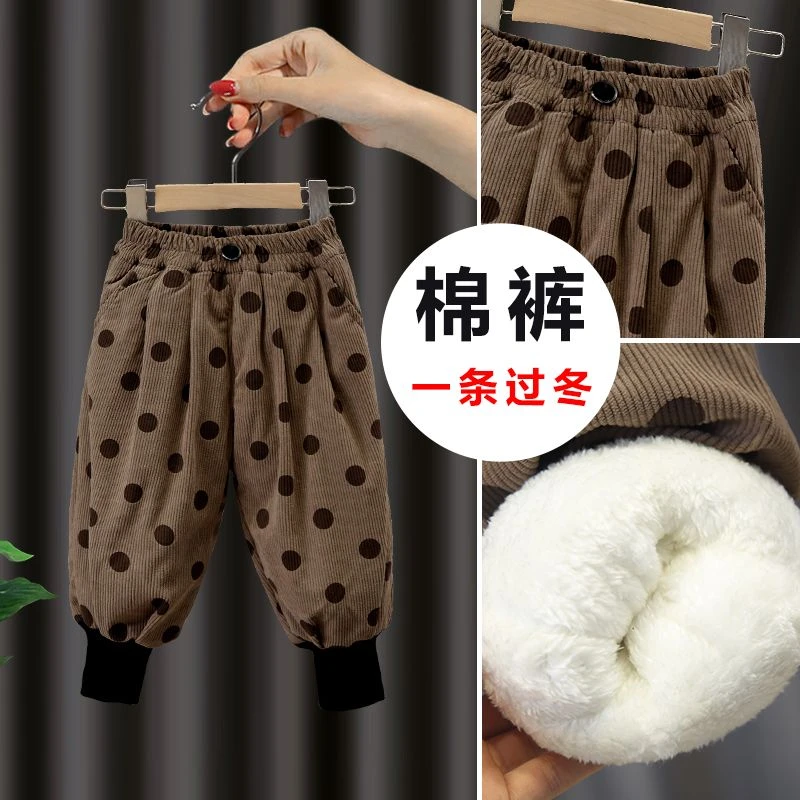 洋气一条过冬女童棉裤冬季加绒加厚宝宝三层夹子外穿小儿童保暖裤