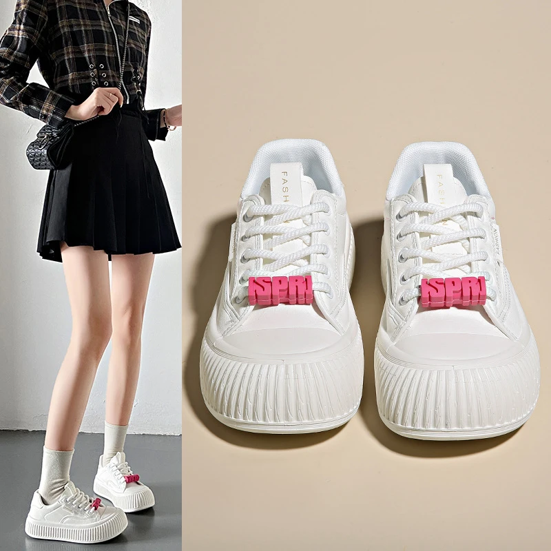 2024春季小白鞋新款韩版ins女学生运动板鞋休闲鞋街拍系带厚底鞋
