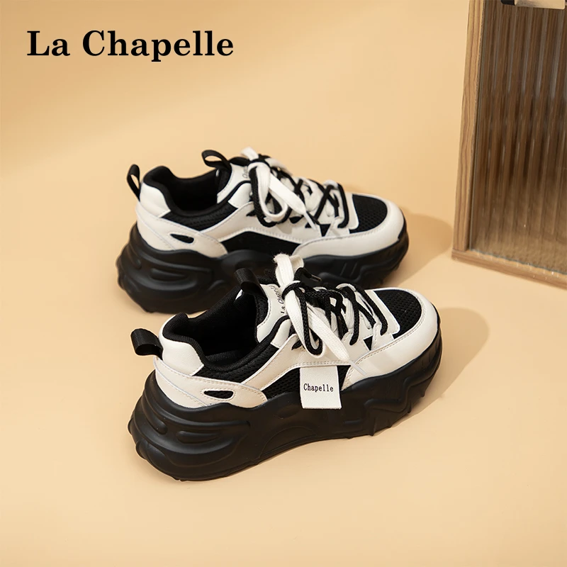 拉夏贝尔春秋网红透气ins秋季复古运动时尚厚底休闲老爹鞋女0408