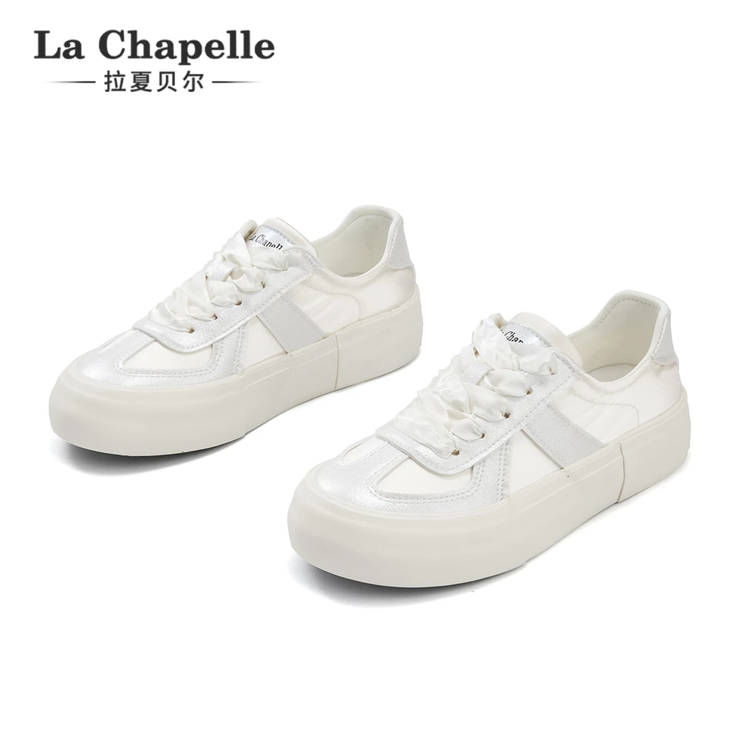 拉夏贝尔德训鞋2025夏季新款薄款透气休闲鞋多巴胺板鞋银色运动鞋