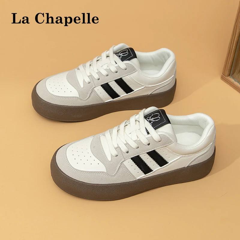 拉夏贝尔鞋子女款厚底透气增高百搭休闲时尚低帮运动德训鞋板鞋子