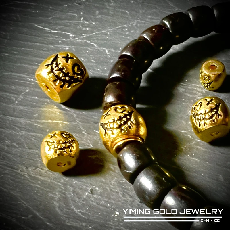 【壹铭黄金】24k999足金小丑直切文玩手串手持长串顶珠腰珠搭配配饰