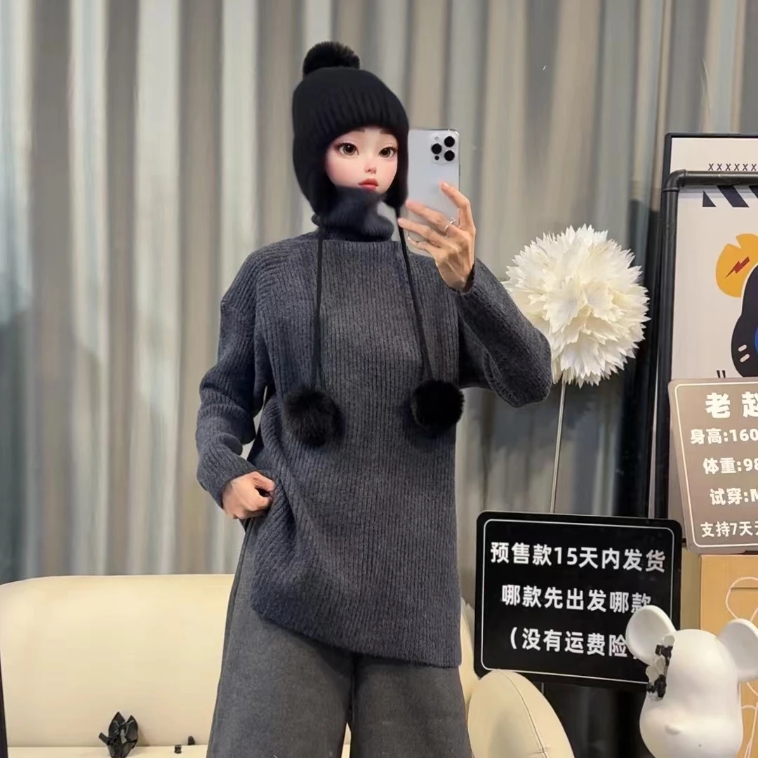 【文乐乐】秋冬新款高级显瘦气质时尚休闲潮流百搭高领针织毛衣2330