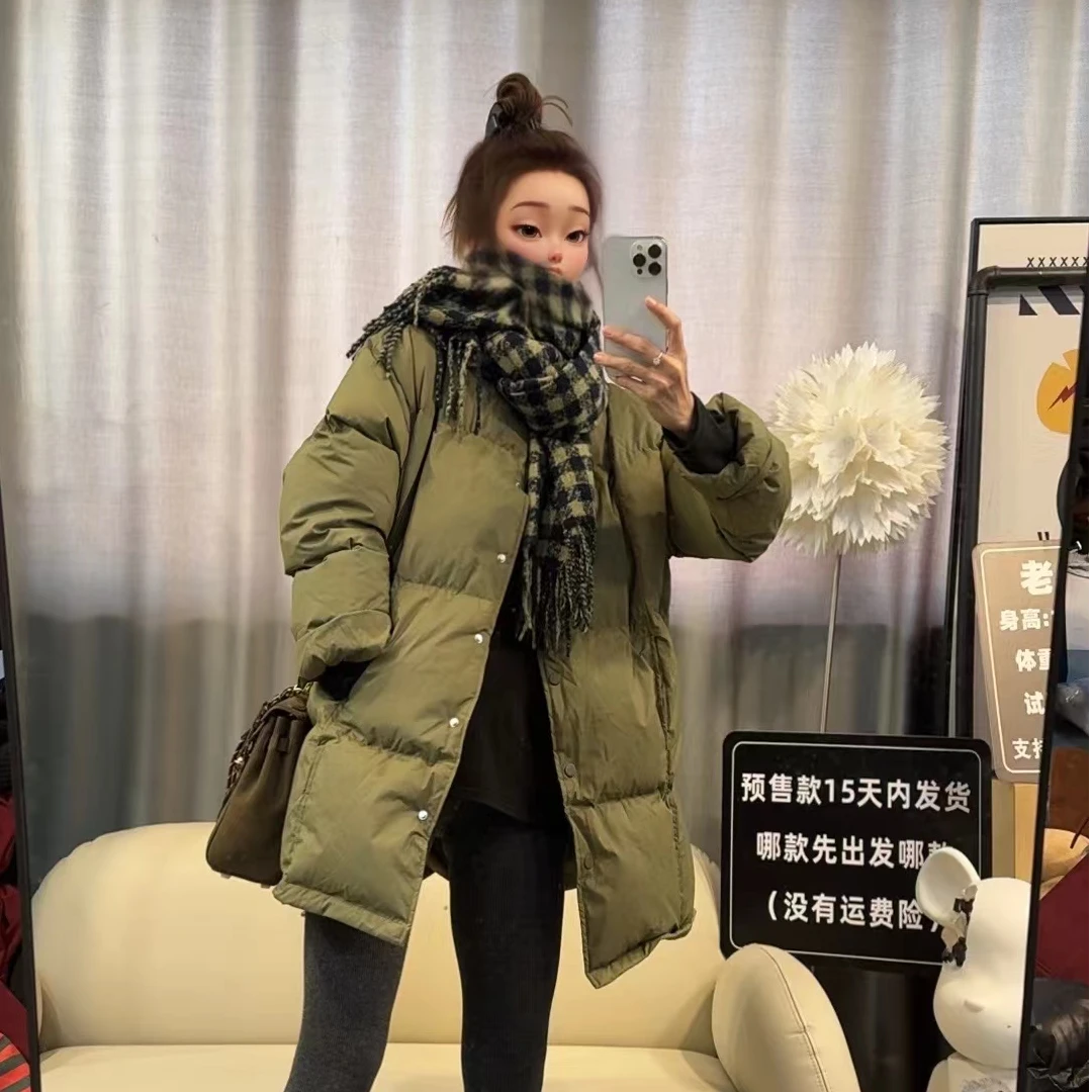 【文乐乐】冬季新款韩版高级气质时尚休闲潮流百搭无领中款棉服3107