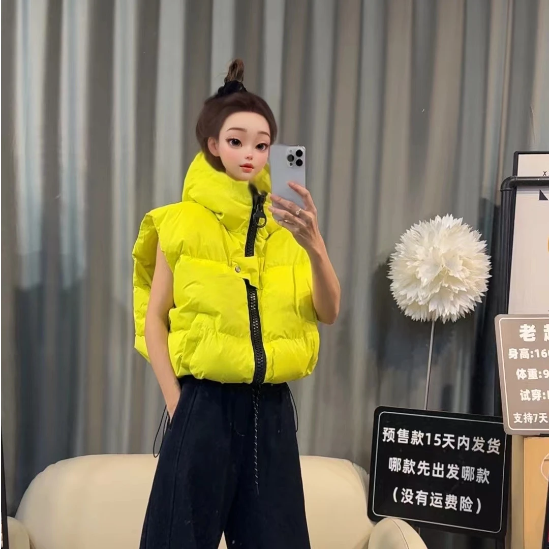 【文乐乐】冬季新款洋气个性拉链时尚休闲潮流百搭连帽棉马夹2007