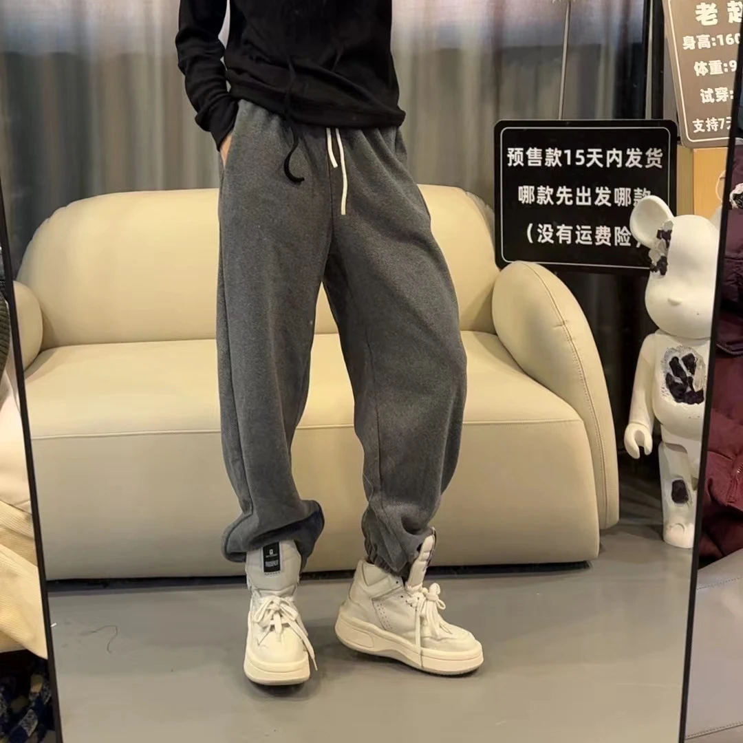 【文乐乐】冬季新款洋气百搭时尚休闲潮流个性加绒束脚卫裤69096