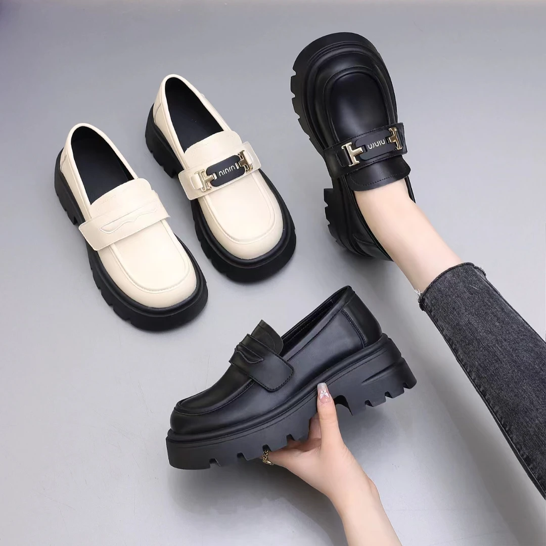 【高端货】6807厚底双扣件乐福鞋