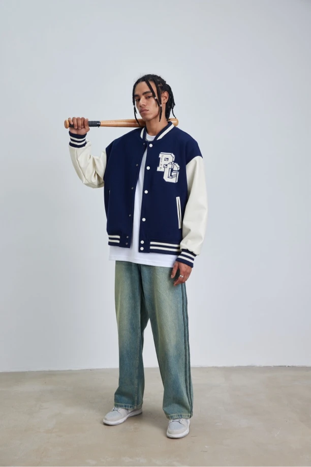 BGMH设计师棒球服不加棉重磅刺绣外套美式春秋复古