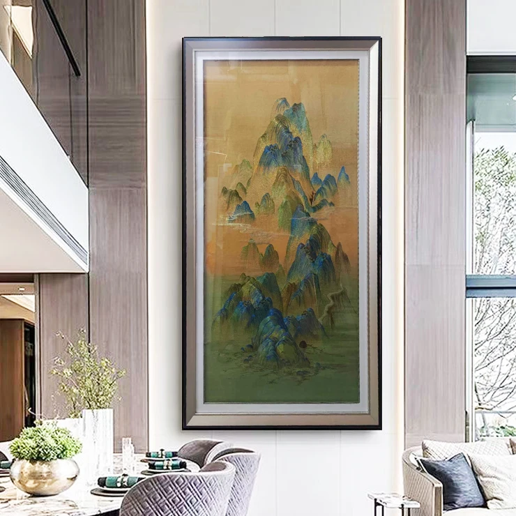 S 62  苏绣画【千里江山】家居挂画 餐厅画过道走廊画楼梯画80/160