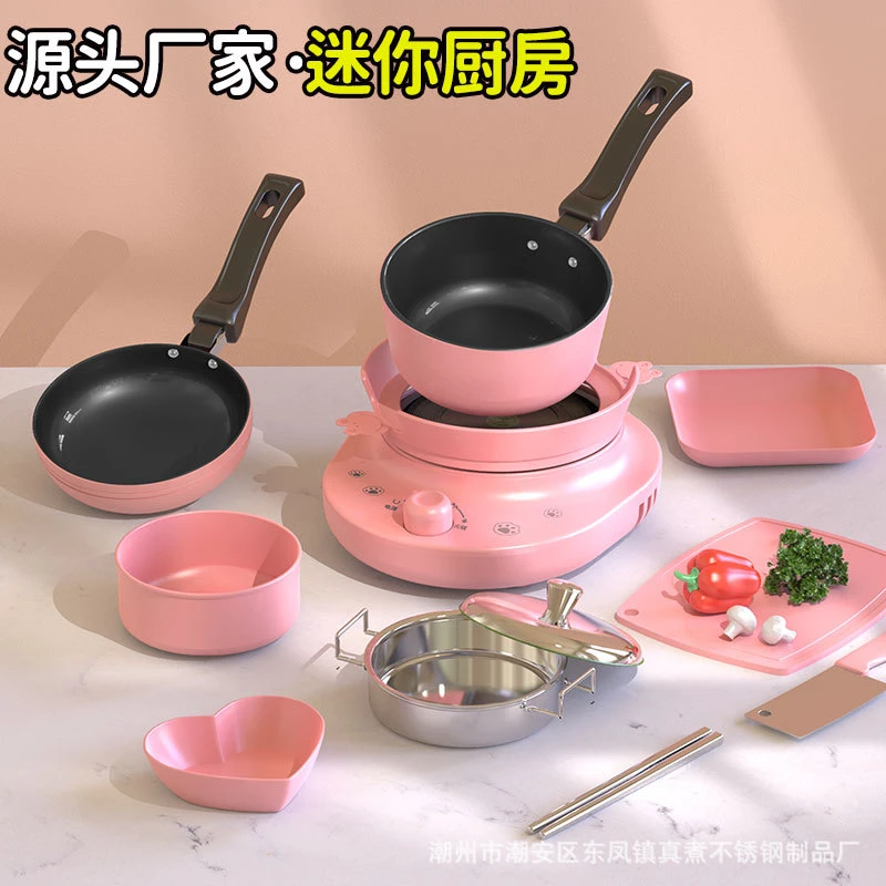 爆款厂家网红迷你小厨房全套做饭女孩厨具套装儿童真煮过家家玩具
