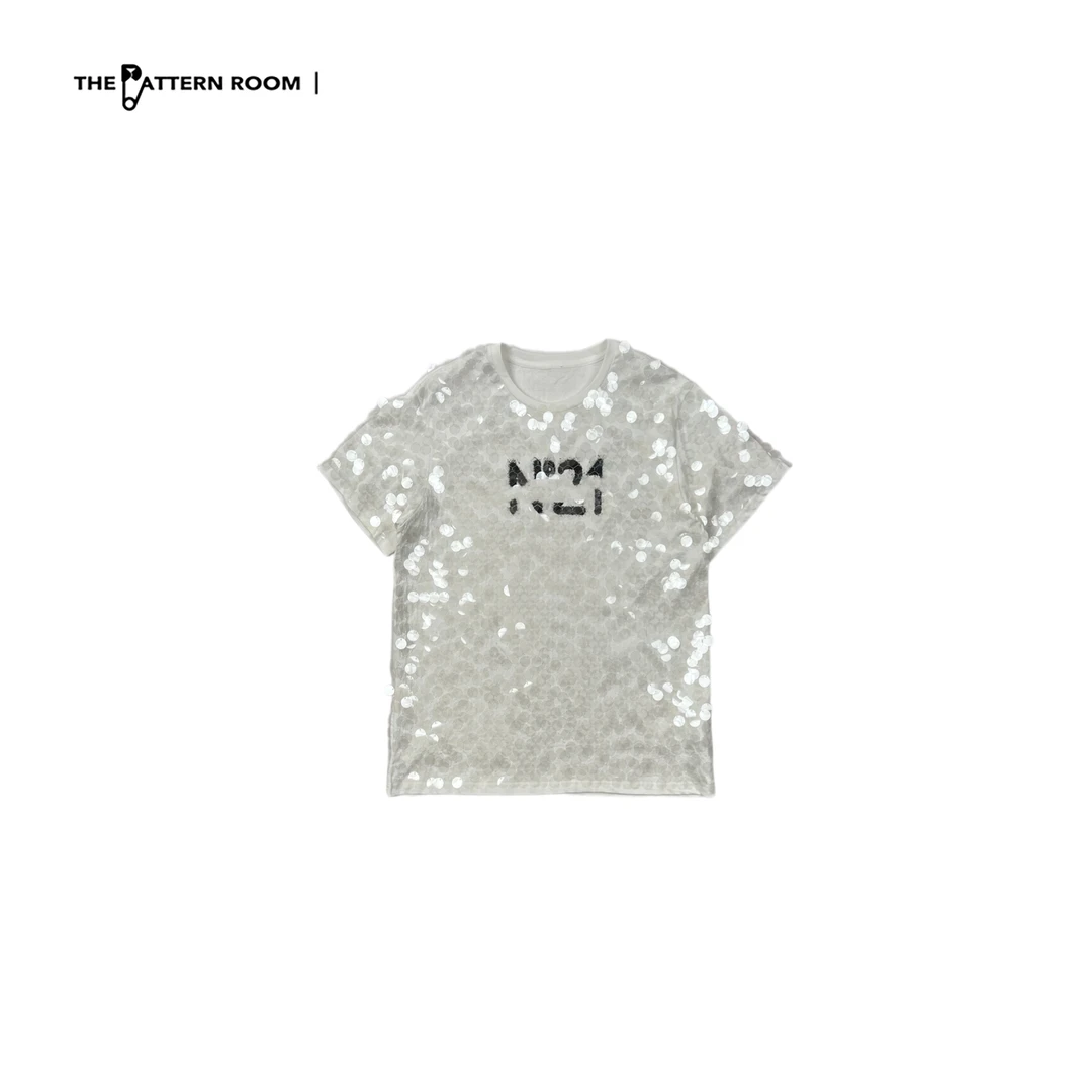The pattern room | 超越经典水波潋滟珠片流光白T恤