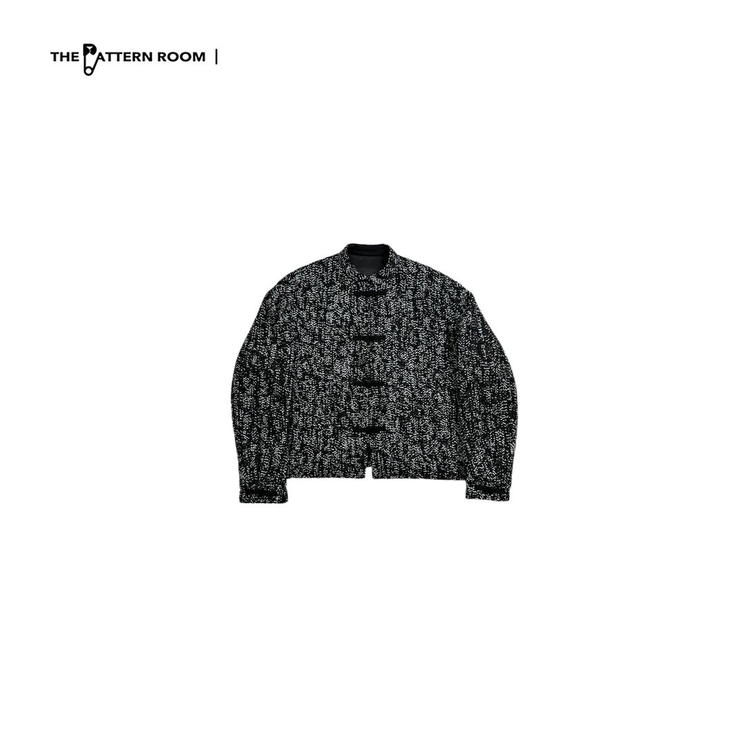 The pattern room | 摩登东方雪花躁点细闪亮片盘扣短外套