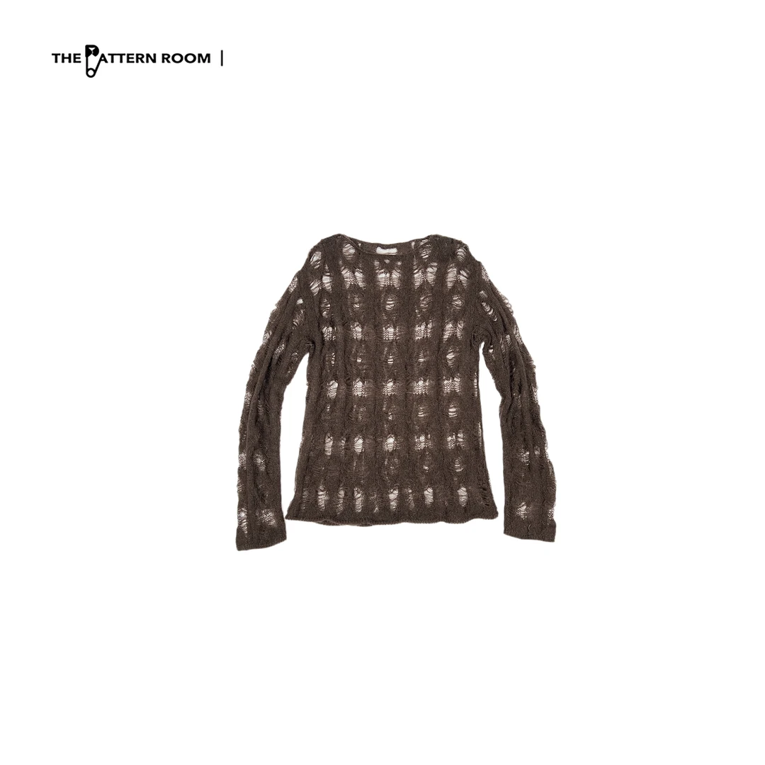 The pattern room ｜松弛诠释云感轻盈自然镂洞幼马海套头毛衣