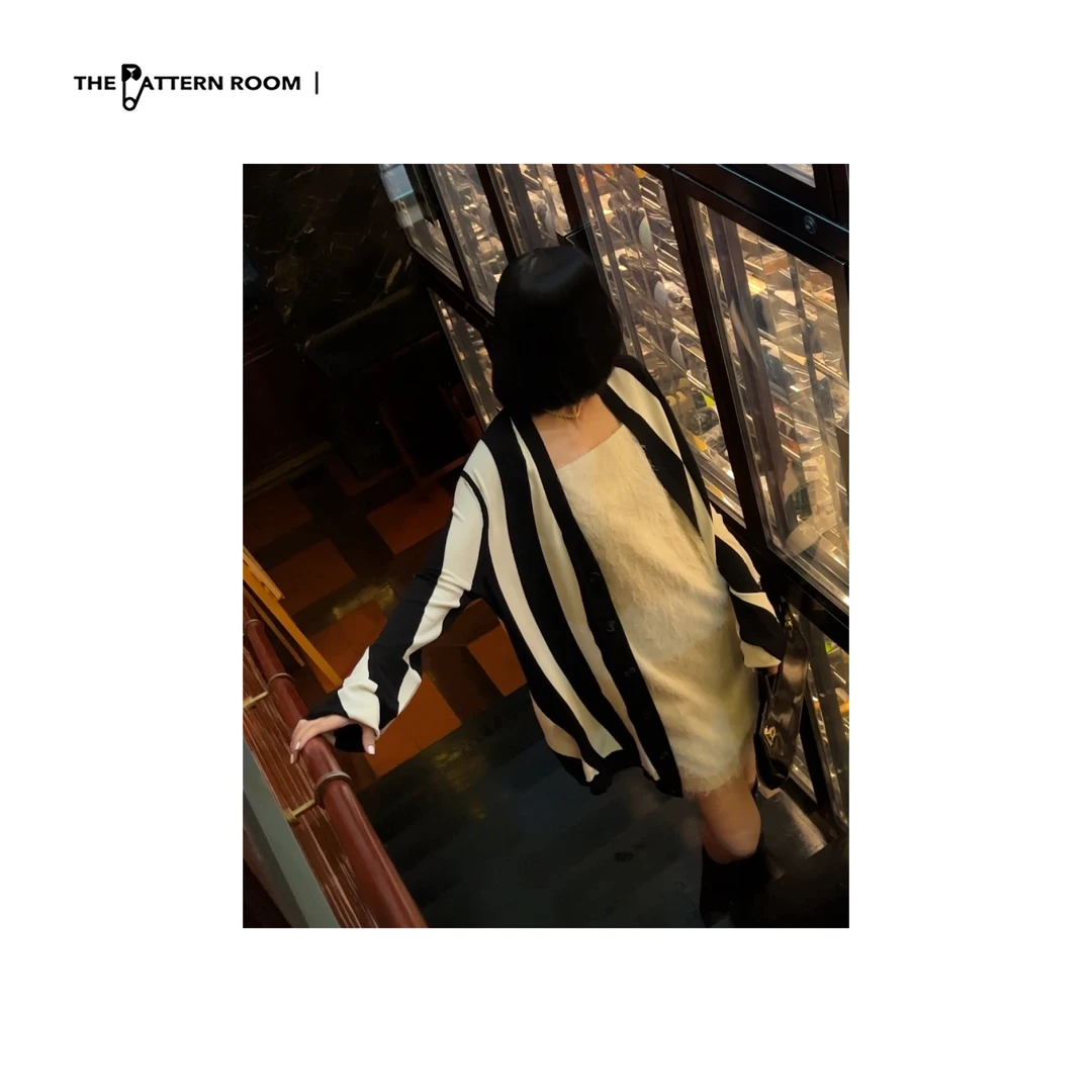 HUMHUM｜反秩序精英尼龙定织不规则条纹开衫